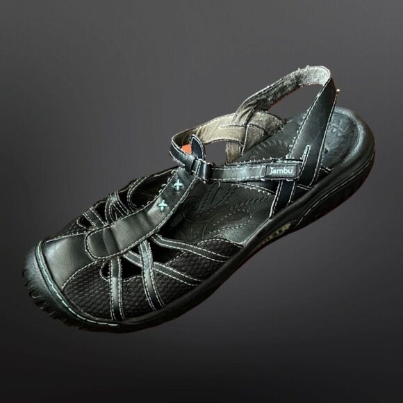 Jambu Cherry Sandals Leather Eco-Friendly Comfort Black Hiking Walking 8.5 - Picture 6 of 6